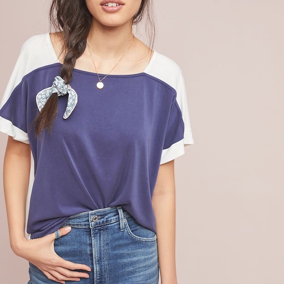 Anthropologie Tops - NWT Anthropologie Coa Wharf Colorblocked Top, Blue, White, Med, Flaw